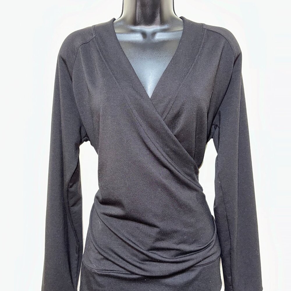 Cozy Yoga -  Studio by Energy Zone Black Overlap Sweater, Size Large